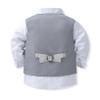 YEAHDOR Toddler Boys 3Piece Formal Dresswear Suit Long Sleeve Dress Shirt +Tuxedo Vest +Pants Baptism Outfits Grey 5-6 Years view 3