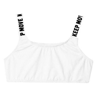 Moily Kids Girl Solid Racer Back Sports Bra Crop Top Tanks Undershirts Gymnastics Dance Workout Camisole Dance Ivory A 14-16