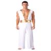 Lejafay Men's One-Shoulder Harness Slit Skirt Jumpsuit Mr. Toga Party Costume Ancient Greek Outfit Jumpsuit White 3X-Large view 1