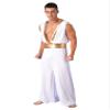 Lejafay Men's One-Shoulder Harness Slit Skirt Jumpsuit Mr. Toga Party Costume Ancient Greek Outfit Jumpsuit White 3X-Large view 3