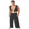 Lejafay Men's One-Shoulder Harness Slit Skirt Jumpsuit Mr. Toga Party Costume Ancient Greek Outfit Jumpsuit Black XX-Large view 1