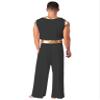 Lejafay Men's One-Shoulder Harness Slit Skirt Jumpsuit Mr. Toga Party Costume Ancient Greek Outfit Jumpsuit Black XX-Large view 2