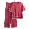 2 Piece Outfits for Women Trendy Lounge Sets Cozy Knit Sweater Short Sleeve Fashion Loungewear Set Puff Sleeve Tops for Women 2023 Outfits view 1