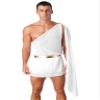 Lejafay Mens Toga Costume One Shoulder Ancient Greek Caesar Roman Cosplay Outfit for Halloween Party Shorts White Medium view 1