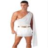 Lejafay Mens Toga Costume One Shoulder Ancient Greek Caesar Roman Cosplay Outfit for Halloween Party Shorts White Medium view 2
