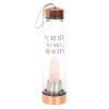 Crystal-Infused Rose Quartz Glass Water Bottle | Health Benefits of Crystals | Trendy 18oz Stainless Steel Base | 'I Create My Own Reality' | Natural Crystal Point | Rubberized Anti-Slip | Food Safe | view 2