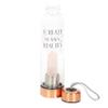 Crystal-Infused Rose Quartz Glass Water Bottle | Health Benefits of Crystals | Trendy 18oz Stainless Steel Base | 'I Create My Own Reality' | Natural Crystal Point | Rubberized Anti-Slip | Food Safe | view 3