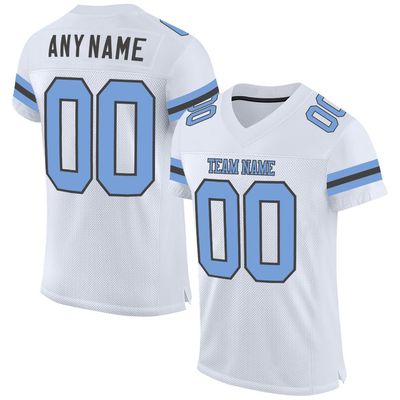Custom Football Jersey for Men Women Youth, White and Light Blue Dark Gray, Athletic Sports Shirt Personalized Stitched Printed Name Number