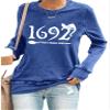 1692 They Missed One Womens 1692 They Missed One Sweatshirt Shirt Halloween Hoodies For Women 1692 They Missed One Shirt Plus Size Fun Graphic Tee Funny Crewneck Tops Blue view 1