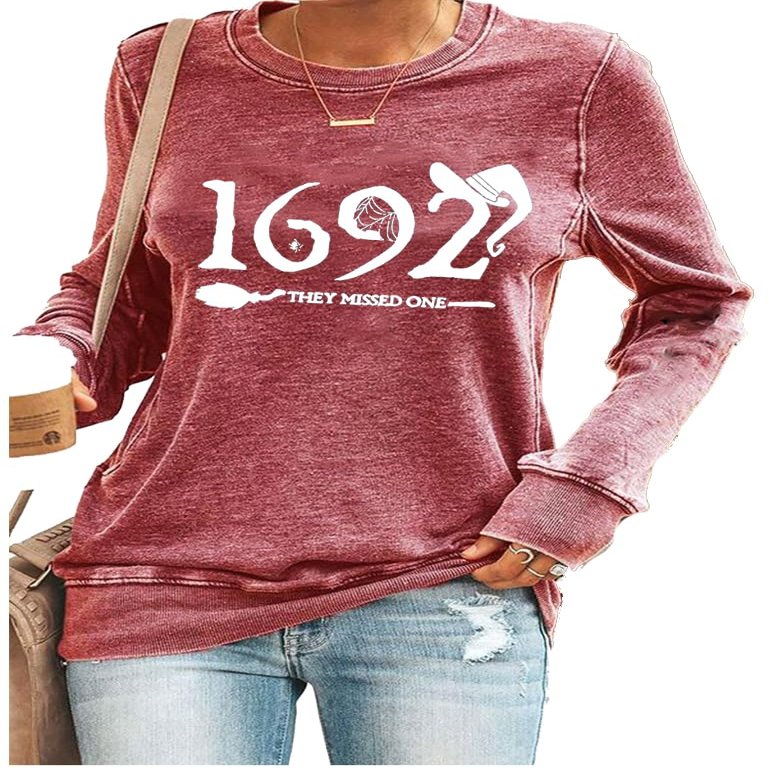1692 They Missed One Sweater 1692 They Missed One Womens Halloween Clothes For Women 1692 They Missed One Shirt Long Sleeve Halloween Tshirts Pullover Pink