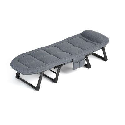 UPGENT Folding Bed with Pillow, Folding Camping Cot, Sleeping Cots with Reinforced Lumbar, Heavy Duty Guest Bed for Office Nap, Beach Vocation and Home Lounging (Color : Gray, Size : 180x60x35cm)