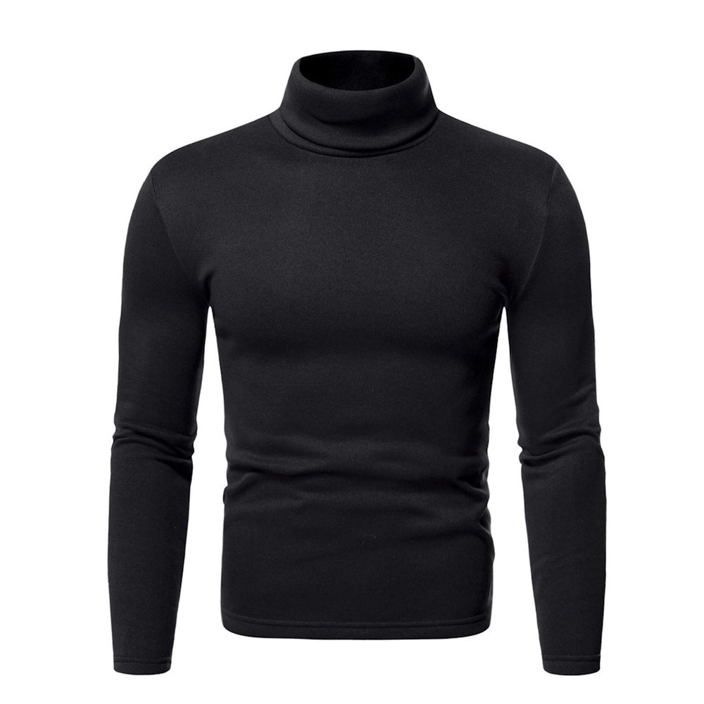 Short Sleeve Mens Shirts Casual Stylish Slim Fit Long Sleeve Basic Knitted Warm Sweater Soft Comfy Turtleneck Pullover Sweater Mens Graphic t-Shirts Black M