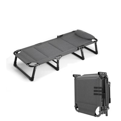 UPGENT Portable Folding Camping Cot, Travel Camp Cots, Sleeping Cots Bed with Pillow, Heavy Duty Guest Bed for Tent Outdoor Hiking Travel Beach Office Nap