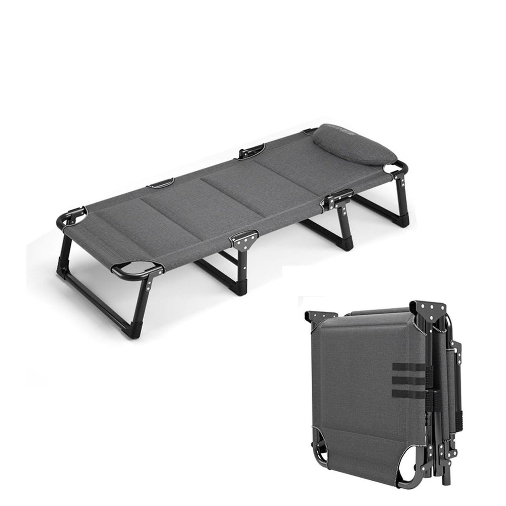 UPGENT Portable Folding Camping Cot, Travel Camp Cots, Sleeping Cots Bed with Pillow, Heavy Duty Guest Bed for Tent Outdoor Hiking Travel Beach Office Nap