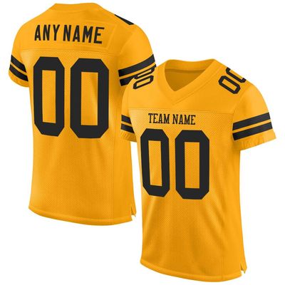 Custom Men Women Youth Blank Football Jersey, Gold and Black, Athletic Sports Shirt Personalized Stitched Printed Name Number