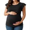 Decrum DISC Side Ruched Womens Pregnancy Tops - Casual Maternity Tshirts for Mom to Be [40146015] | Ruffle, XL view 1