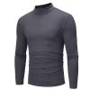 Muscularfit Short Sleeve Linen Shirts for Men Long Sleeve Turtleneck Warm Sweater Fashion Stretch Basic Knitted Pullover Undershirt 2023 Black Button Down Shirt Men Dark Gray M view 2