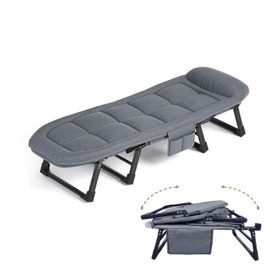 Folding Camping Cot with High Resilience Foam Pillow, Folding Bed, Sleeping Cots with Reinforced Lumbar, Heavy Duty Guest Bed for Adults Home Office Nap Vocation Outdoor ( Color : Gray , Size : 190x60