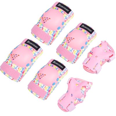 BOSONER Skate Knee Pads for Kids: Knee Elbow Pads and Wrist Guards Set for Roller Skating Bike - 6Pcs Safety Protective Gear for Grils Boys