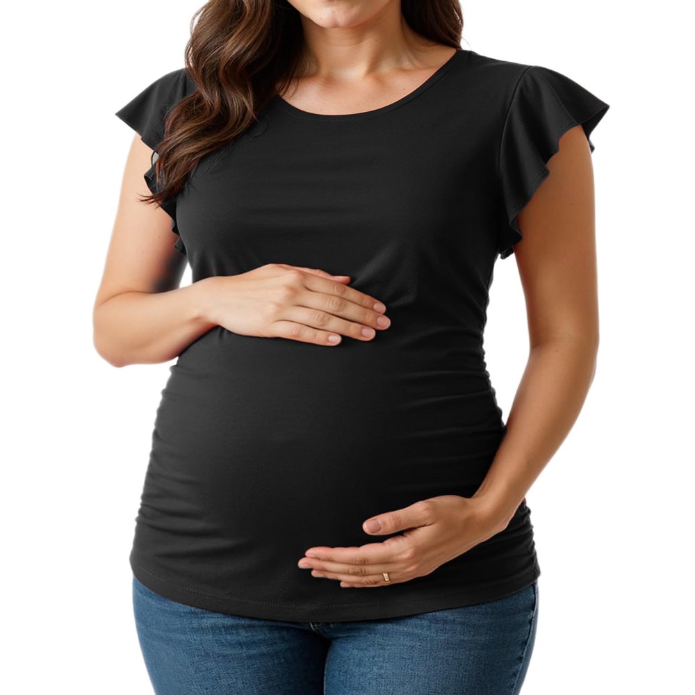 Decrum DISC Pregnancy Shirts for Women - Comfortable Womens Maternity Shirts [40146011] | Ruffle, XS