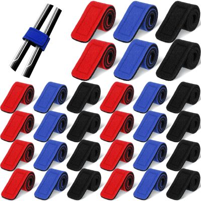 Wettarn 30 Pcs Fishing Pole Straps, Fishing Rod Wrap,Black, Red, Blue