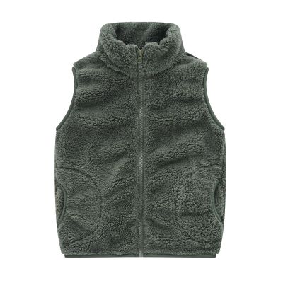 Toddler Boys Girls Winter Vest Coat Sleeveless Solid Color Zipper Fleece Jacket Outwear Clothes with (Green, 6-7 Years)