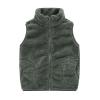 Toddler Boys Girls Winter Vest Coat Sleeveless Solid Color Zipper Fleece Jacket Outwear Clothes with (Green, 6-7 Years) view 1