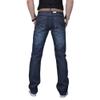 Classic Fit Jeans Mens Comfy Stretch Denim Pants Retro Washed Straight Leg Biker Jeans Trousers Bootcut Work Pants Blue view 2