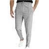 Ctreela Men's Casual Dress Pants Skinny Chino Pants Waffle Tapered Pants Flat Front Slacks Slim-Fit Elastic Waist Trousers Gray view 1