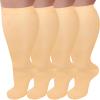 4 Pairs Plus Size Compression Socks for Women 20-30 mmHg, Wide Calf Stockings Best Support for Circulation, Running view 1