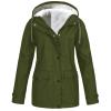 Women's Plus Size Fleece Lined Windbreaker, Teen Girls Rain Jacket Waterproof Lightweight Outdoor Hooded Trench Coats Women's Insulated Shells Veste De Pluie Femme Army Green view 1