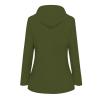 Women's Plus Size Fleece Lined Windbreaker, Teen Girls Rain Jacket Waterproof Lightweight Outdoor Hooded Trench Coats Women's Insulated Shells Veste De Pluie Femme Army Green view 2
