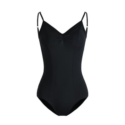 HROYL women's Classic V-neck Camisole Leotard With Adjustable Straps,3S-C11-Black,size XS