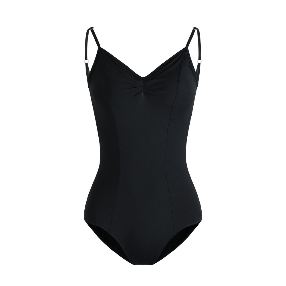HROYL women's Classic V-neck Camisole Leotard With Adjustable Straps,3S-C11-Black,size XS