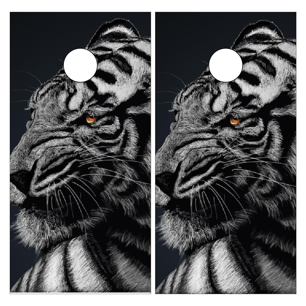 Styubn Cornhole Board Wraps White Black Tiger Cornhole Skins for Boards,Skin Decal Vinyl Wrap for Cornhole Game Board Bag Toss (2xpcs.)