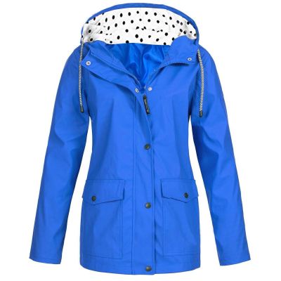 Waterproof Windbreaker for Women Waterproof Breathable Hooded Rain Jacket Girls Rain Coat Shell for Hiking Travel Lightweight Wind Breaker/Rain Impermable Femme Blue