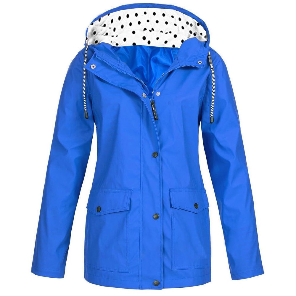 Waterproof Windbreaker for Women Waterproof Breathable Hooded Rain Jacket Girls Rain Coat Shell for Hiking Travel Lightweight Wind Breaker/Rain Impermable Femme Blue