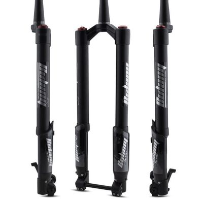 ZECHAO Downhill Mountain Bike Suspension Fork,DH Inverted Air Fork Travel 150mm Adjustable Rebound Tapered Front Fork Thru Axle 15x110mm Outdoor (Color : Black-Tapered Tube, Size : Manual)