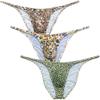 Botmois Men's Leopard Hight Cut Bikini Briefs Leopard Underwear Male Bulge Pouch Ruched Hip Underpants Tiny Waist Swimsuit 3-Pack(Stripe Leopard,Orange Leopard,Green Leopard) M view 1