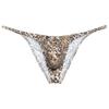 Botmois Men's Leopard Hight Cut Bikini Briefs Leopard Underwear Male Bulge Pouch Ruched Hip Underpants Tiny Waist Swimsuit 3-Pack(Stripe Leopard,Orange Leopard,Green Leopard) M view 4