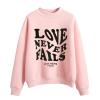Women Y2k Cropped Sweatshirts Crewneck Letter Graphic Print Fleece Pullover Tops Long Sleeve Casual Teen Girls Shirt Pink view 1