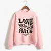Women Y2k Cropped Sweatshirts Crewneck Letter Graphic Print Fleece Pullover Tops Long Sleeve Casual Teen Girls Shirt Pink view 2