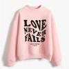 Women Y2k Cropped Sweatshirts Crewneck Letter Graphic Print Fleece Pullover Tops Long Sleeve Casual Teen Girls Shirt Pink view 3