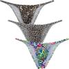 Botmois Men's Leopard Hight Cut Bikini Briefs Leopard Underwear Male Bulge Pouch Ruched Hip Underpants Tiny Waist Swimsuit 3-Pack(Brown Leopard,Black Leopard,Color Leopard) XL view 1