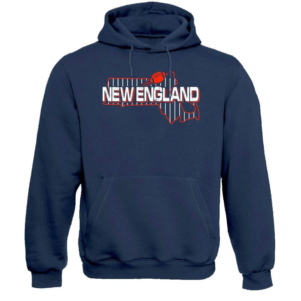 Xtreme Apparrel New England Football Field Fans Sweatshirt Hoodie (Navy Hoodie, M)