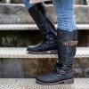 Ladmiple Womens Cowboy Boots Wide Calf Tall Cowboy Boots for Women, Fashion Western Pointed Toe Chunky Heel Pull-On Knee High Cowgirl Boots Black view 2