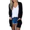 Fall Cardigans for Women Open Front Button Down Knit Cardigan Solid Shrug Sweater Lightweight Cozy Coat with Pockets Black view 2
