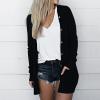 Fall Cardigans for Women Open Front Button Down Knit Cardigan Solid Shrug Sweater Lightweight Cozy Coat with Pockets Black view 3