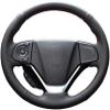 Black Leather Car Steering Wheel Cover for CRV 2012 2013 2014 Hand-Stitched Car Steering Wheel Cover view 1