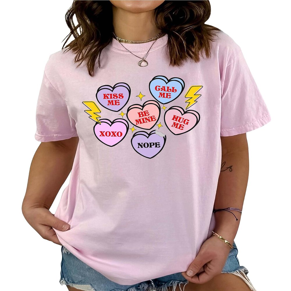 Kiss Me Shirt Call Me Hug Me XOXO Be Mine Love Nope Shirt Valentine's Day Shirt Cute Women Outfits #00261_61